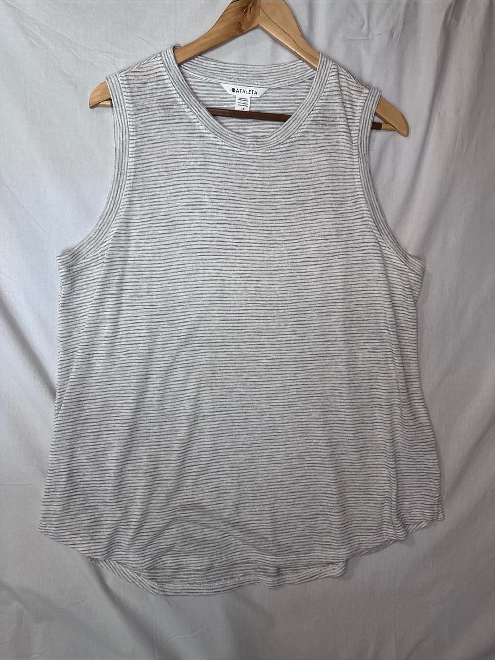 Athleta Gray & White Striped Muscle Tank